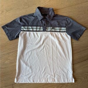 Boys Travis Mathew Charcoal and White Polo Shirt